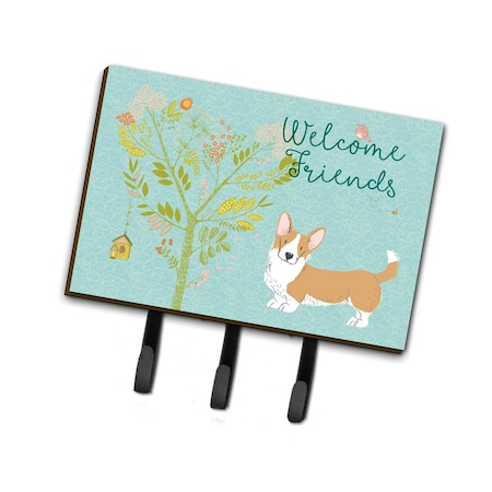 Carolines Treasures Welcome Friends Cardigan Welsh Corgi Tricolor Leash or Key Holder, 6 x 2 x 9 in. BB7611TH68